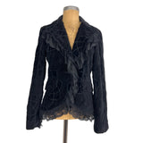 Sheri Bodel Black Authentic Vintage Women's Blazer Unique Jacket with Ruffle Lace Trim from Nordstrom