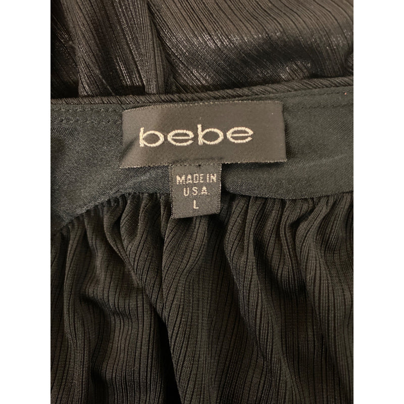 Vintage BeBe Black V-Neck Ruched Long Sleeve Top Mini Dress, Fundraiser for Sustainable Fashion Education Programs