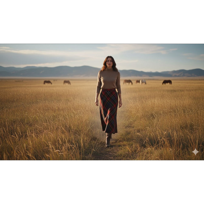 Ralph Lauren Vintage Wool Plaid Maxi Skirt Classic Red Green Blue Yellow Legacy Style