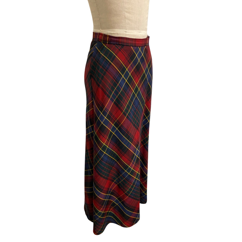 Ralph Lauren Vintage Wool Plaid Maxi Skirt Classic Red Green Blue Yellow Legacy Style