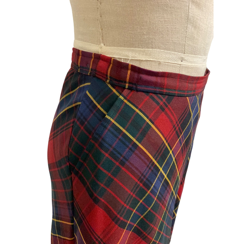 Ralph Lauren Vintage Wool Plaid Maxi Skirt Classic Red Green Blue Yellow Legacy Style