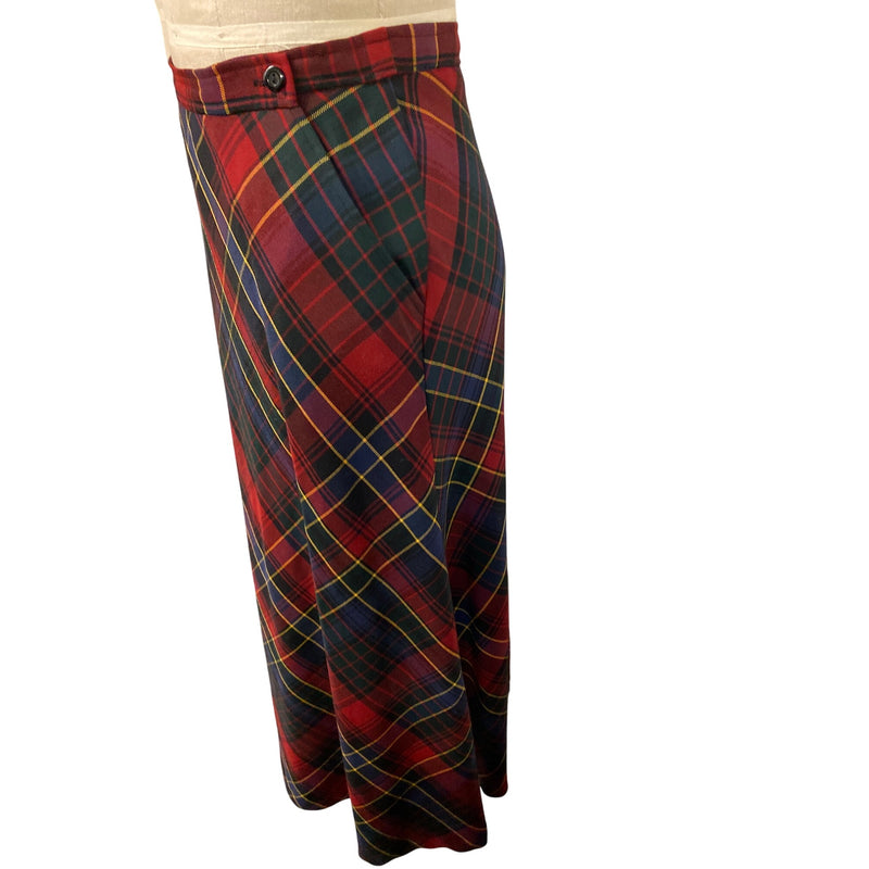 Ralph Lauren Vintage Wool Plaid Maxi Skirt Classic Red Green Blue Yellow Legacy Style