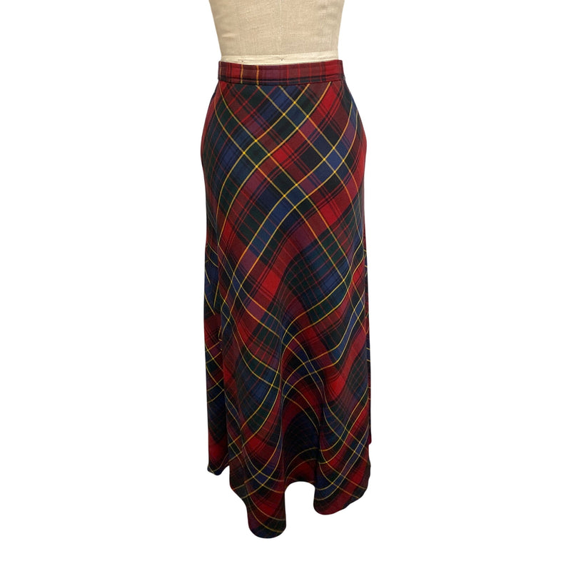 Ralph Lauren Vintage Wool Plaid Maxi Skirt Classic Red Green Blue Yellow Legacy Style