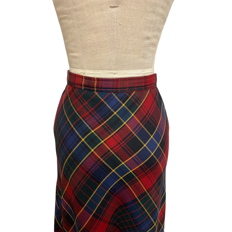 Ralph Lauren Vintage Wool Plaid Maxi Skirt Classic Red Green Blue Yellow Legacy Style