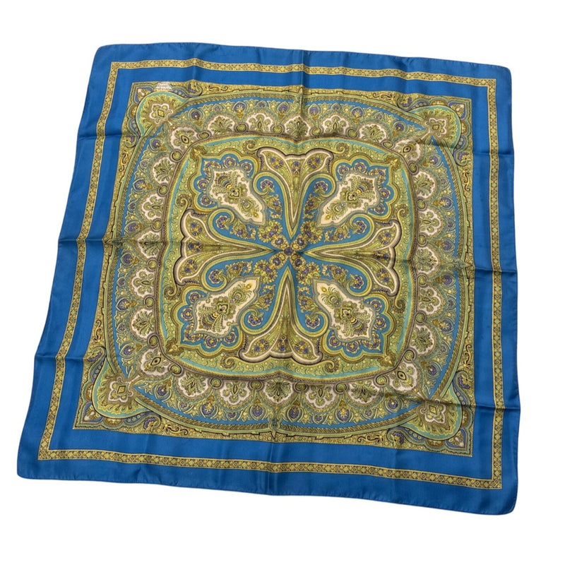Vintage Liberty Of London Made in England Paisley Print Scarf Square Blue Gold Soft As Silk