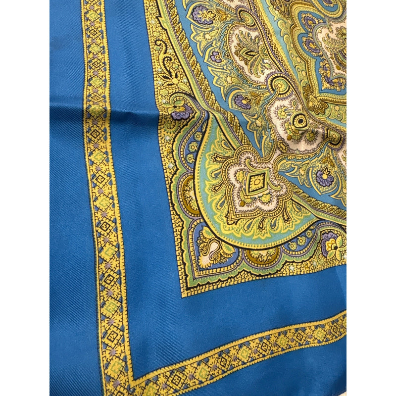 Vintage Liberty Of London Made in England Paisley Print Scarf Square Blue Gold Soft As Silk