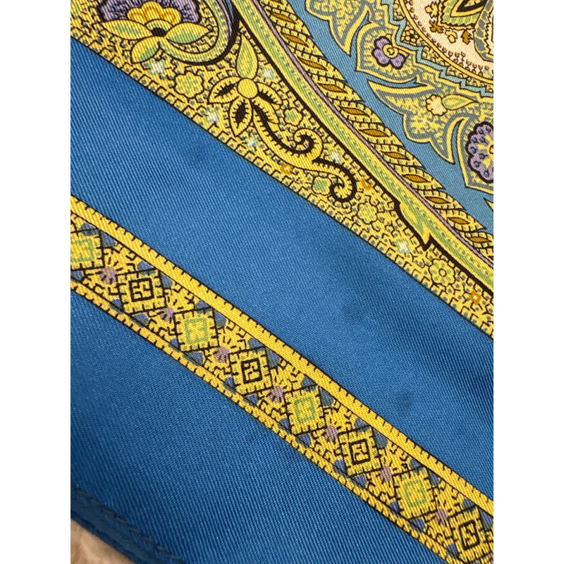 Vintage Liberty Of London Made in England Paisley Print Scarf Square Blue Gold Soft As Silk