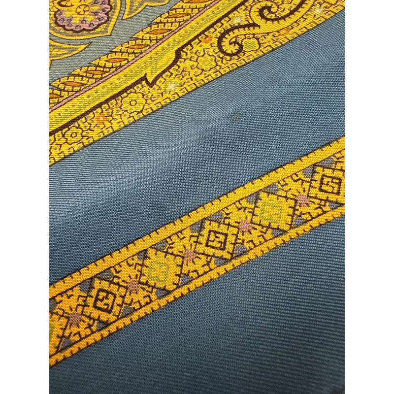 Vintage Liberty Of London Made in England Paisley Print Scarf Square Blue Gold Soft As Silk