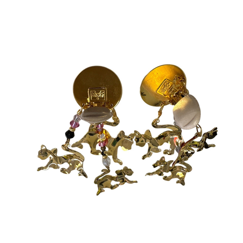 Lunch at the Ritz Earrings Kitty Cat Kitties Whimsical Costume Jewelry
