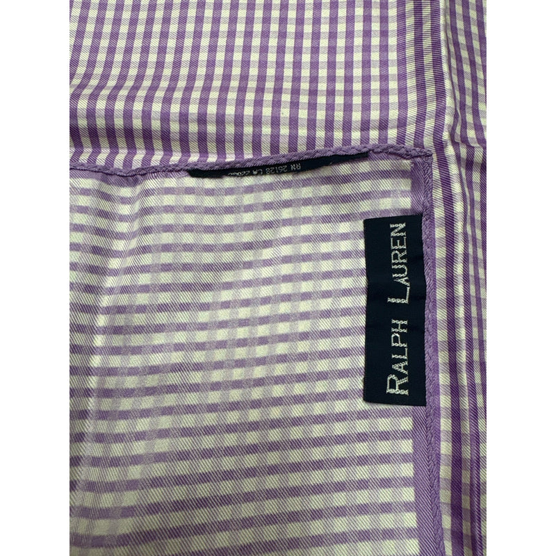 Ralph Lauren Purple Gingham Check Pocket Square With Polo Logo 17x17