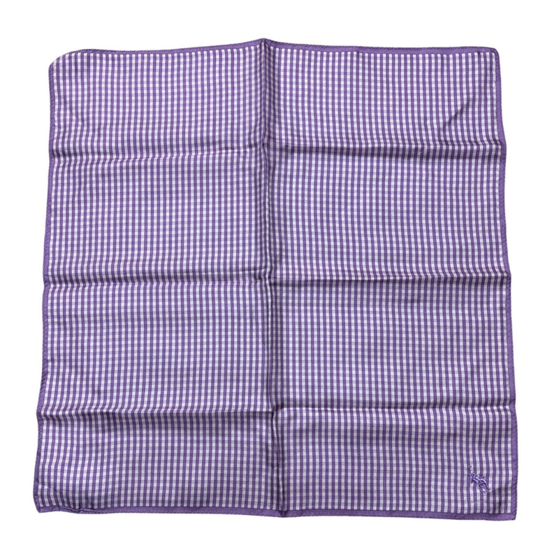 Ralph Lauren Purple Gingham Check Pocket Square With Polo Logo 17x17