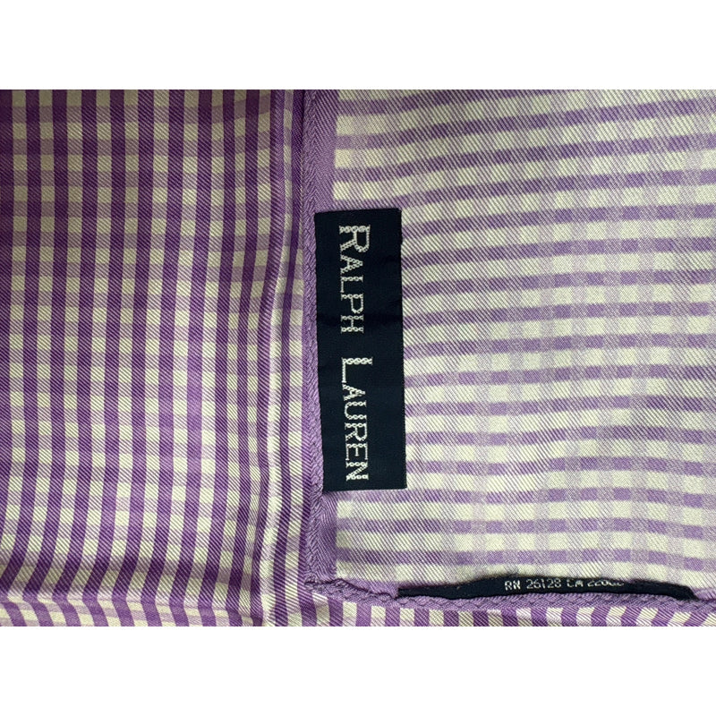 Ralph Lauren Purple Gingham Check Pocket Square With Polo Logo 17x17