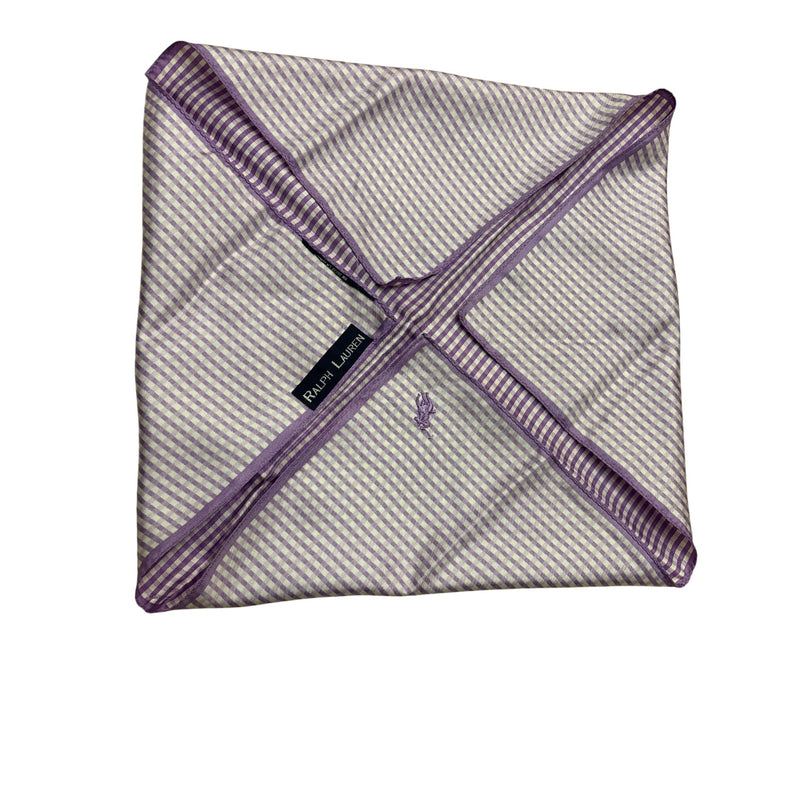 Ralph Lauren Purple Gingham Check Pocket Square With Polo Logo 17x17