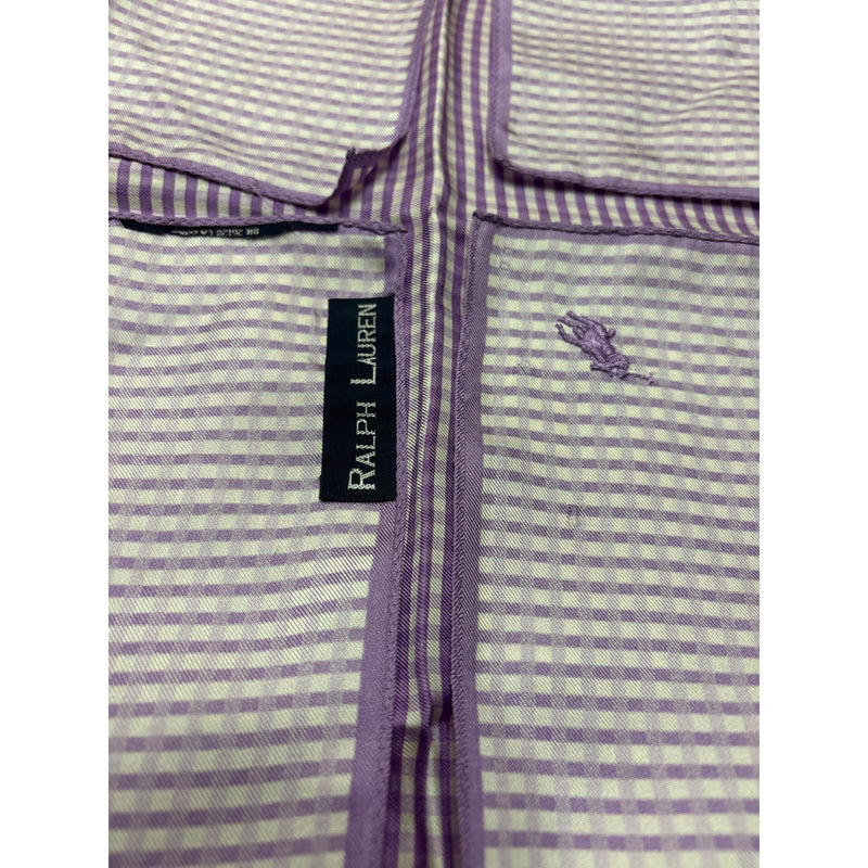 Ralph Lauren Purple Gingham Check Pocket Square With Polo Logo 17x17