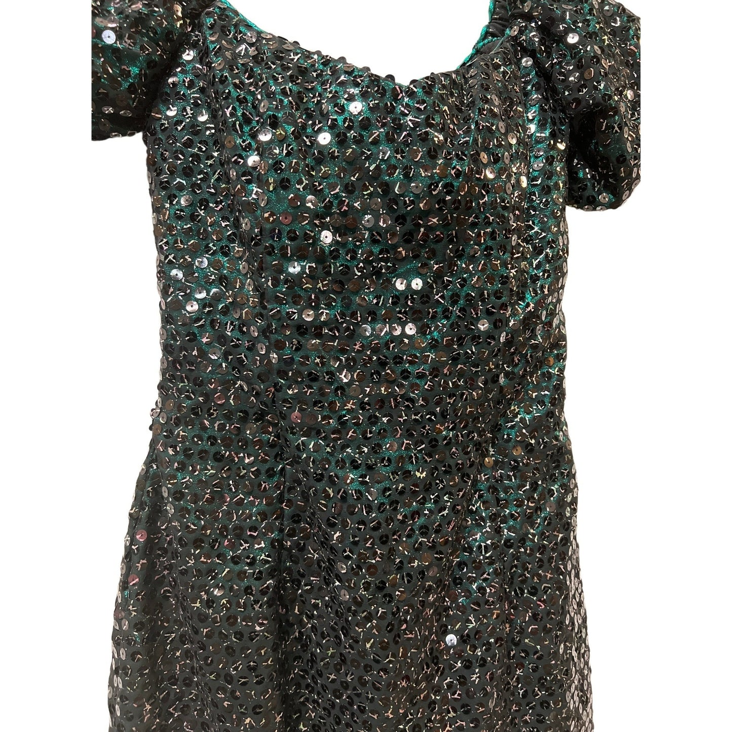 Daniella Green Black vintage Sequin Mini Dress size 8 Feminine Plus Bra Cup