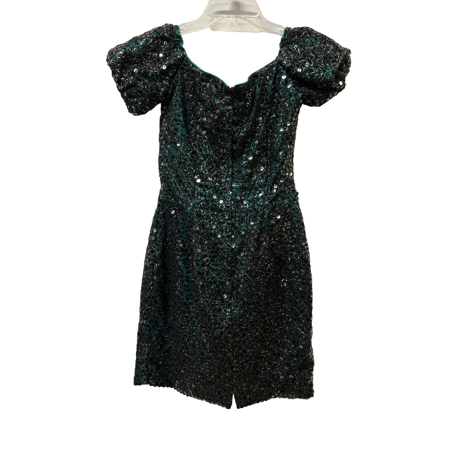 Daniella Green Black vintage Sequin Mini Dress size 8 Feminine Plus Bra Cup