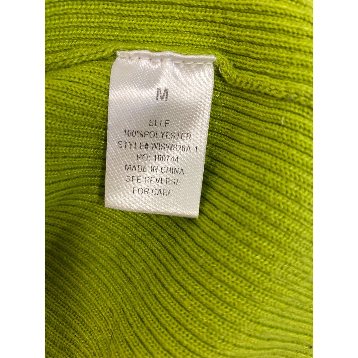 Bailey Rose Lime Green Ribbed Knit Cropped Hoodie Zip-Up Medium Cardigan Sweater
