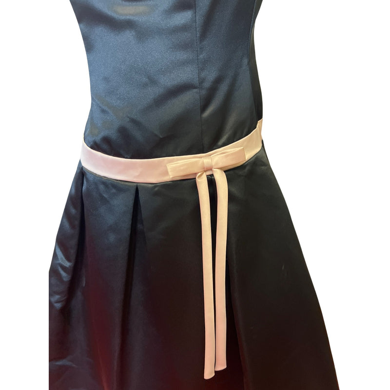 Jessica McClintock for Gunne Sax Black Pink Strapless A-line Dress With Bow Detail Flared Skirt Short Prom Homecoming LBD