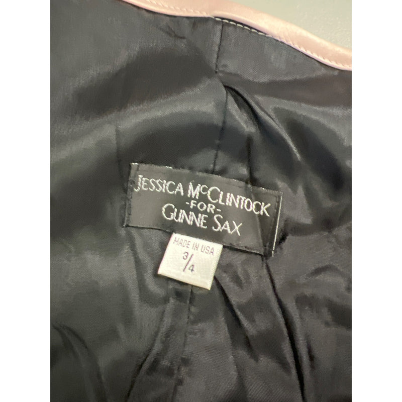 Jessica McClintock for Gunne Sax Black Pink Strapless A-line Dress With Bow Detail Flared Skirt Short Prom Homecoming LBD