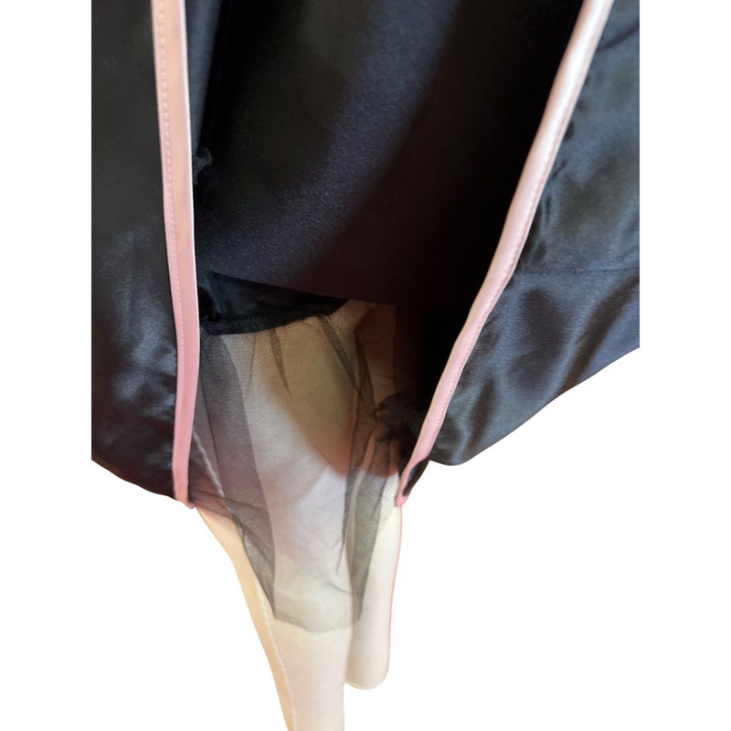 Jessica McClintock for Gunne Sax Black Pink Strapless A-line Dress With Bow Detail Flared Skirt Short Prom Homecoming LBD