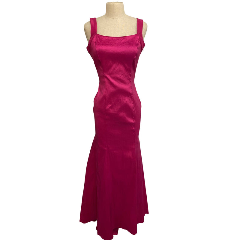Jump Apparel By Wendye Chalin Fuchsia Satin Mermaid Dress With Back Lace-Up Detail Size 1/2