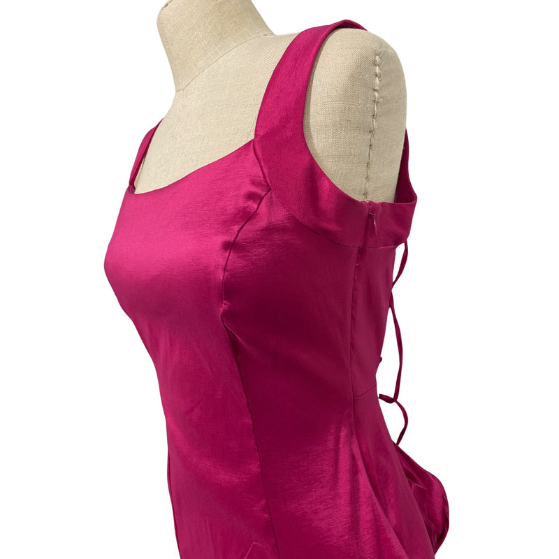 Jump Apparel By Wendye Chalin Fuchsia Satin Mermaid Dress With Back Lace-Up Detail Size 1/2