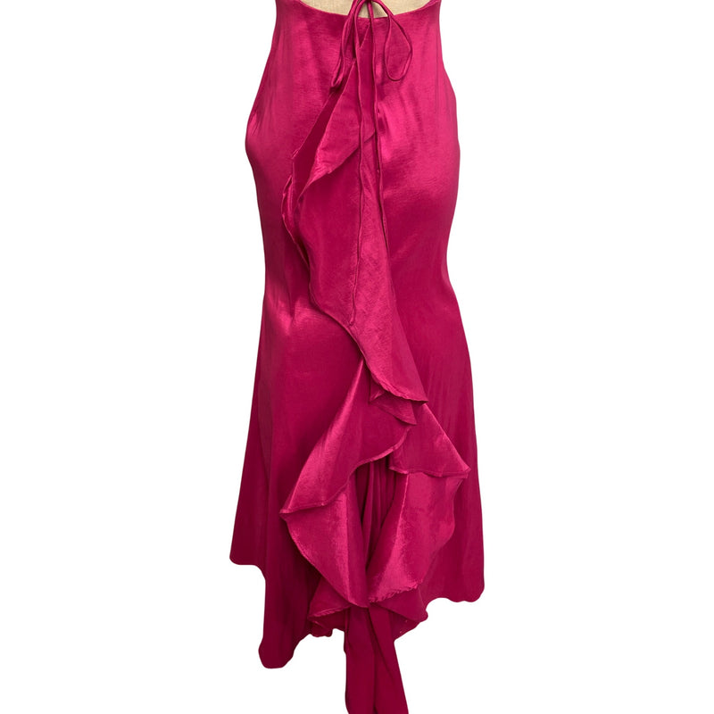 Jump Apparel By Wendye Chalin Fuchsia Satin Mermaid Dress With Back Lace-Up Detail Size 1/2