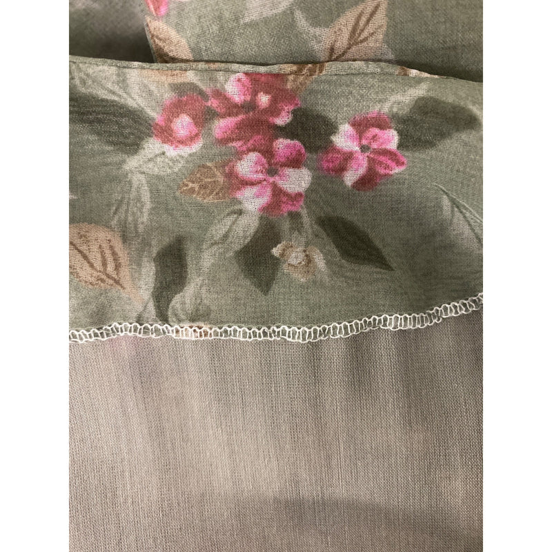 Vintage Floral Two-Piece Dress With Sheer Overlay and Pink Trim