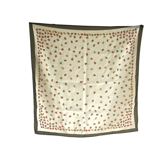 Vintage Polka Dot Ladybug Pattern Sheer Scarf With Olive Green Border 21 Inches Square