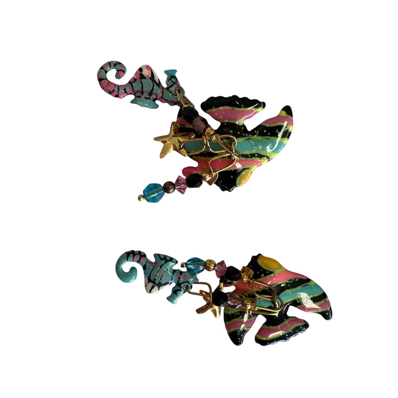 LATR Lunch at the Ritz Angel Fish Earrings Whimsical Jewelry