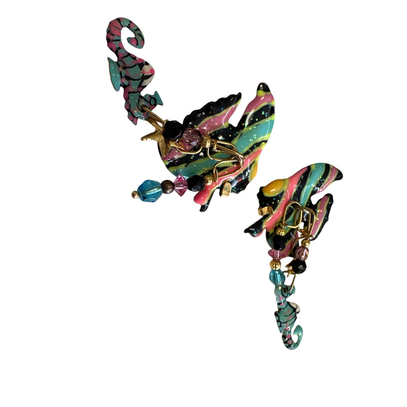 LATR Lunch at the Ritz Angel Fish Earrings Whimsical Jewelry