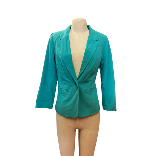 Kensie Teal Blazer Jacket With Polka Dot Lining Cute Girlie Fun Top Made to Make You Feel Pretty