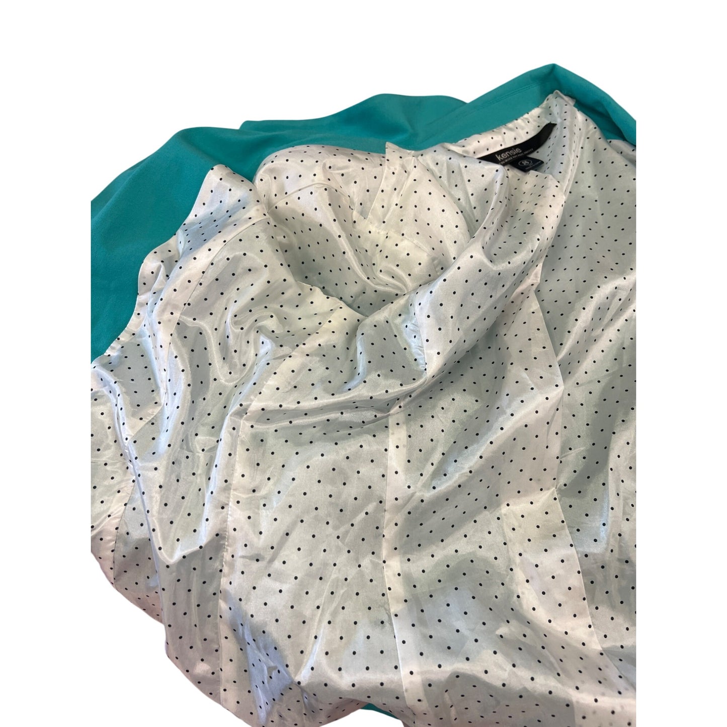 Kensie Teal Blazer Jacket With Polka Dot Lining Cute Girlie Fun Top Made to Make You Feel Pretty