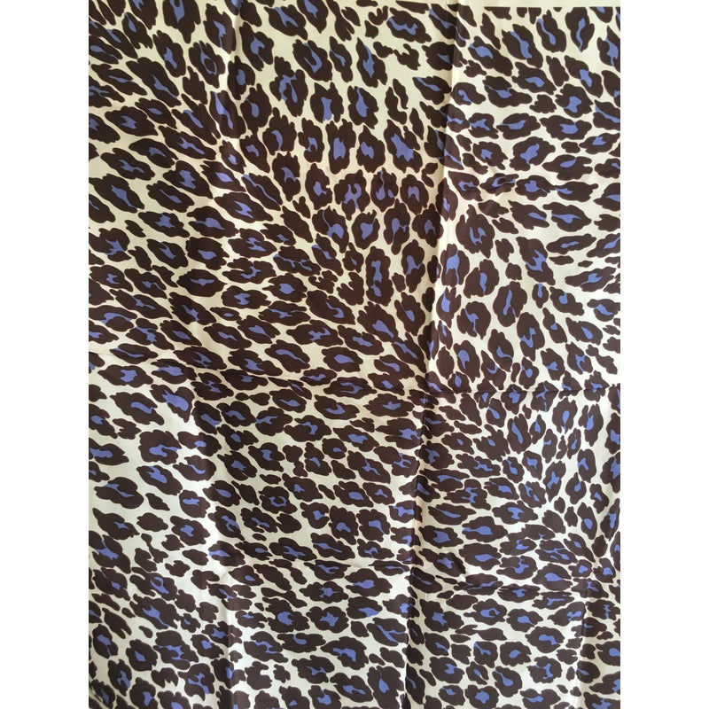 Vintage St. Ramon Se Leopard Print Silk Scarf 26" Square Brown & Purple Hand-Rolled Hem