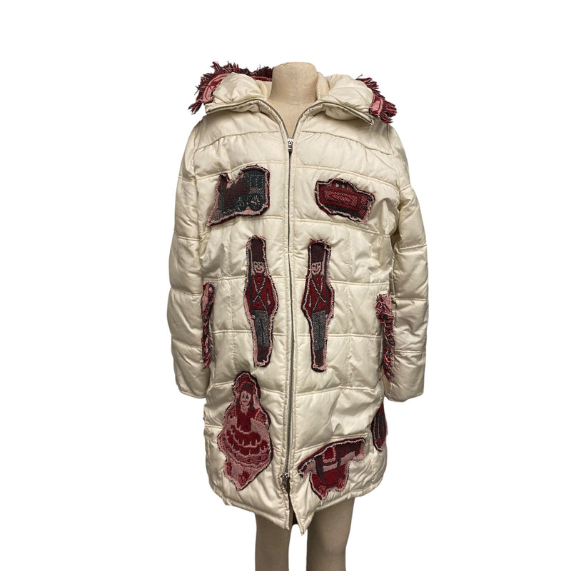 LUXBOHEME Upcycled XTREME Tek Avenue Outerwear System Handmade Whimsical Warm Coat With Woven Blanket Appliqués Fringe Details, Fundraiser