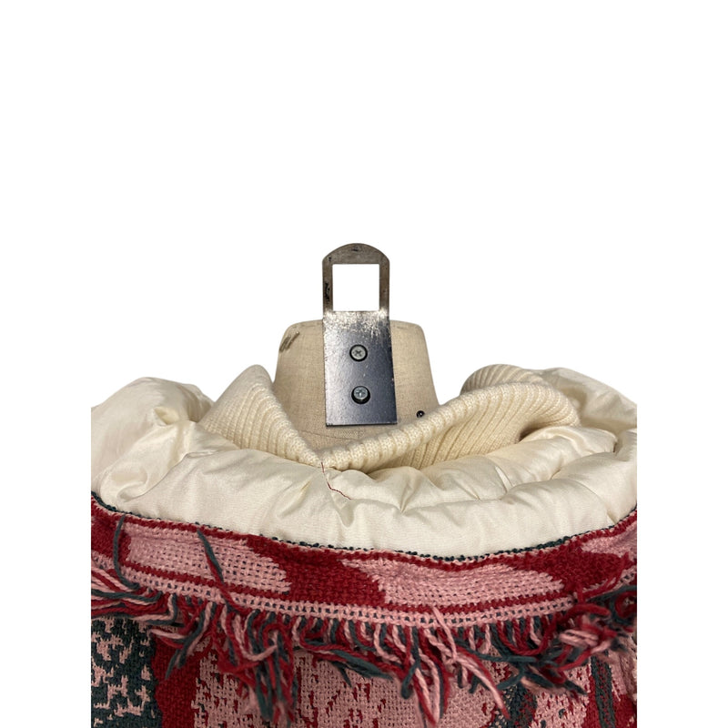 LUXBOHEME Upcycled XTREME Tek Avenue Outerwear System Handmade Whimsical Warm Coat With Woven Blanket Appliqués Fringe Details, Fundraiser