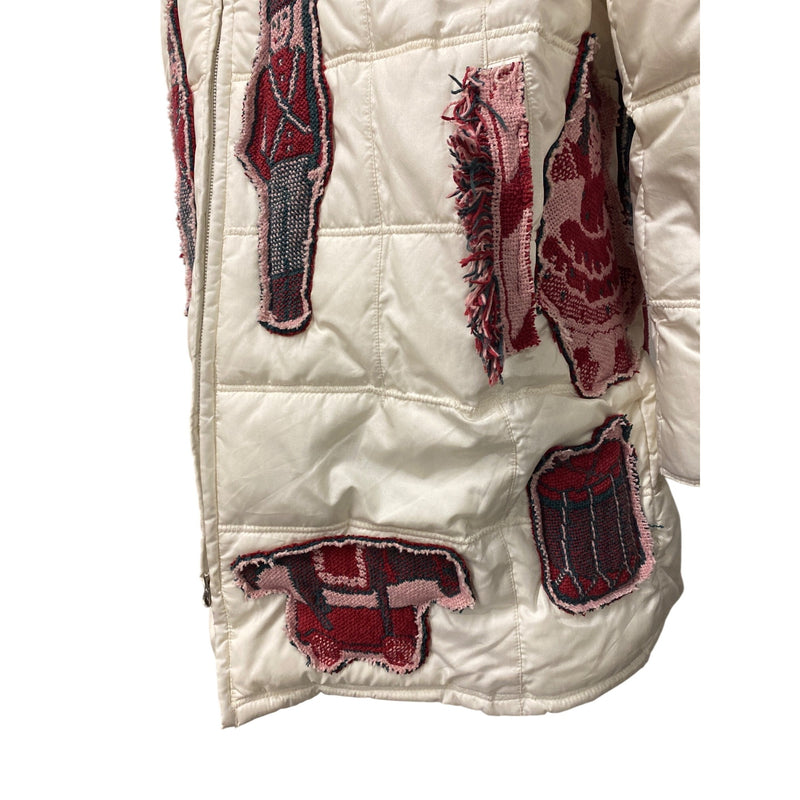 LUXBOHEME Upcycled XTREME Tek Avenue Outerwear System Handmade Whimsical Warm Coat With Woven Blanket Appliqués Fringe Details, Fundraiser