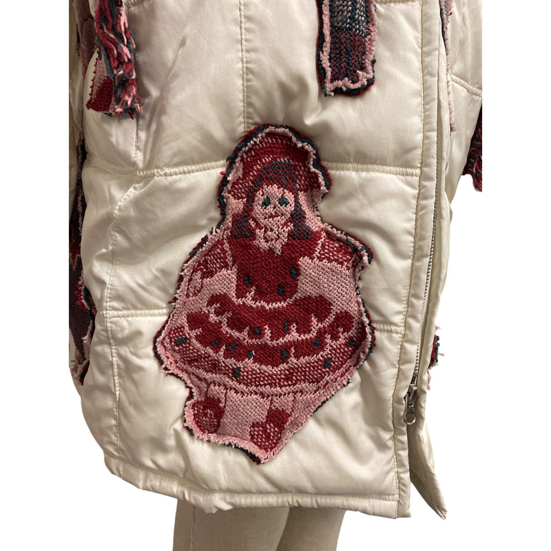 LUXBOHEME Upcycled XTREME Tek Avenue Outerwear System Handmade Whimsical Warm Coat With Woven Blanket Appliqués Fringe Details, Fundraiser