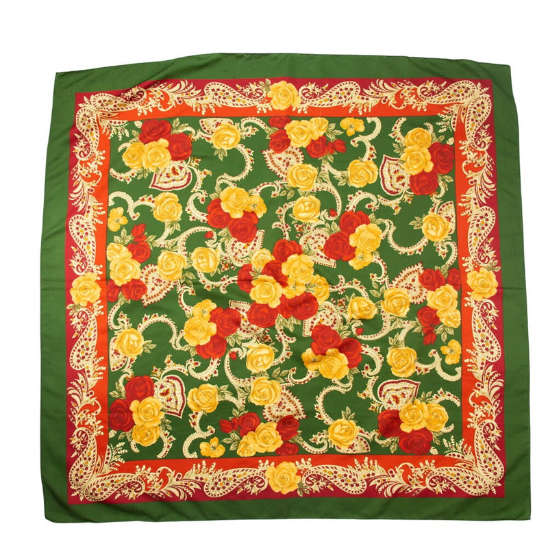 Red Roses Garden Scarf Vintage Accessories made in Italy
