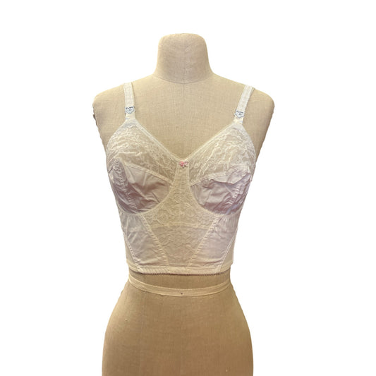 Vintage Lingerie Union Made Fantasia Original Lilyette White Lace Bustier Corset Top Bra