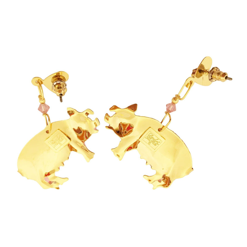 Lunch at the Ritz Earrings Pink Pigs Whimsical Jewelry