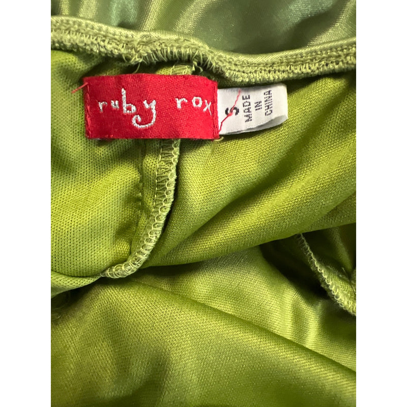 Ruby Rox Lime Green Satin Halter Dress With Brooch Detail