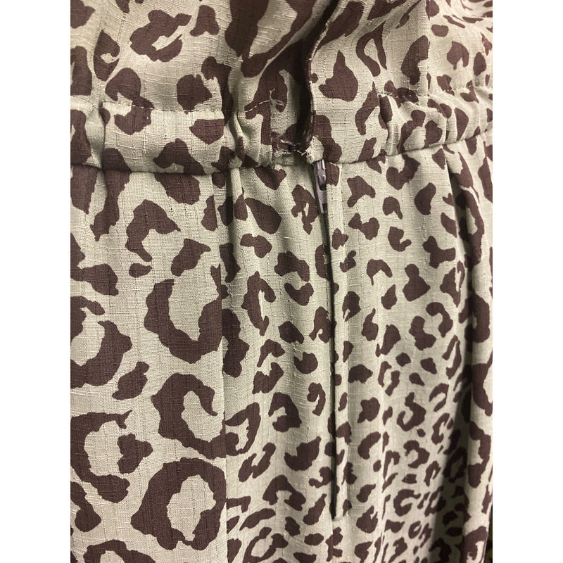 Vintage Bon Cilie Leopard Print Dress With Waist Tie and Puff Sleeves Size 9 Polyester 100% Made In Japan