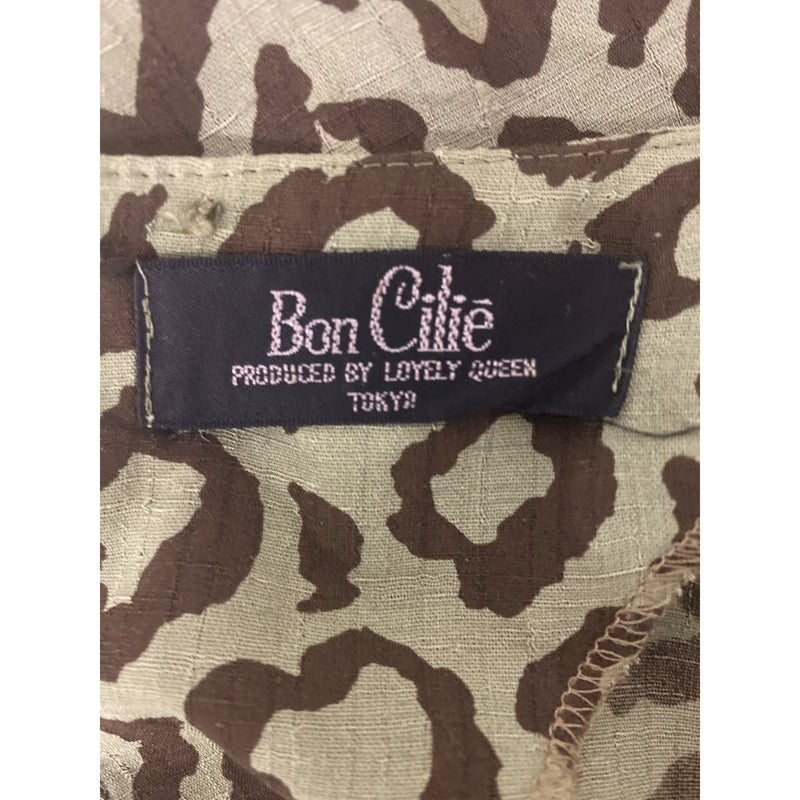 Vintage Bon Cilie Leopard Print Dress With Waist Tie and Puff Sleeves Size 9 Polyester 100% Made In Japan