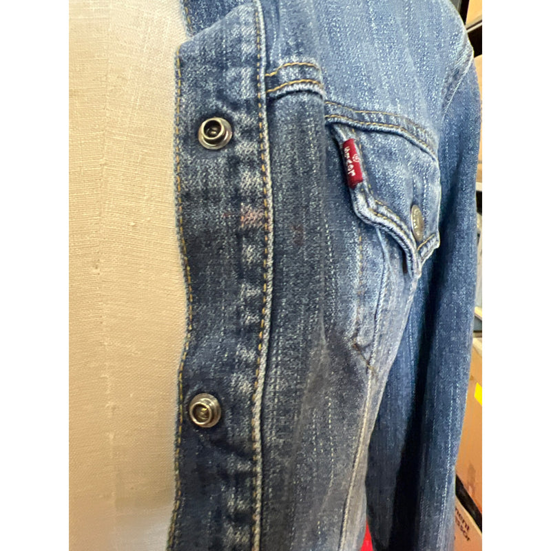 Vintage Levis Denim Jacket Trucker Style With Mandarin Collar Jean Coat Y2K