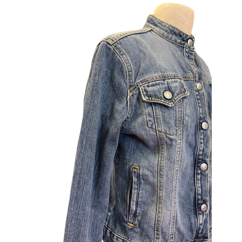 Vintage Levis Denim Jacket Trucker Style With Mandarin Collar Jean Coat Y2K
