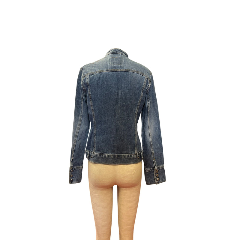 Vintage Levis Denim Jacket Trucker Style With Mandarin Collar Jean Coat Y2K