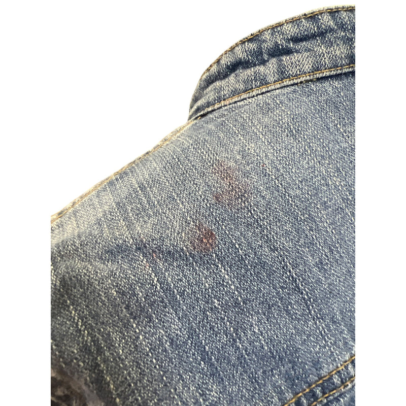 Vintage Levis Denim Jacket Trucker Style With Mandarin Collar Jean Coat Y2K