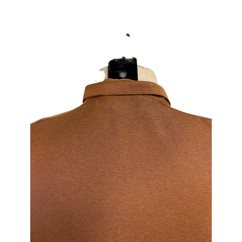 Vintage Yukali High Class Dress Blouse Button-Up Top Brown Long Sleeve Polyester Fundraiser for Sustainable Fashion Education Programs