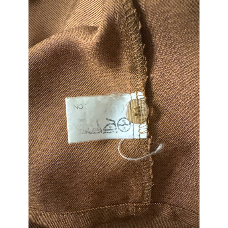 Vintage Yukali High Class Dress Blouse Button-Up Top Brown Long Sleeve Polyester Fundraiser for Sustainable Fashion Education Programs